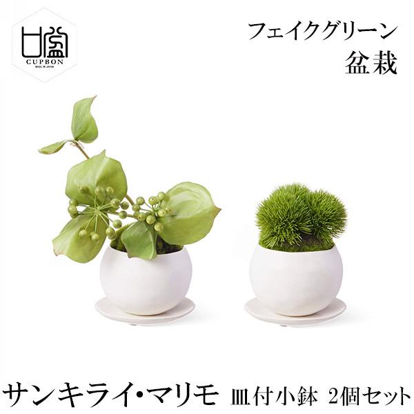 一番の贈り物 盆栽 ミニサイズ サンキライ マリモ 皿付 小鉢 白 2個セット 迎春 正月 飾り 和室 モダン 北欧 造花 インテリア 置き物 玄関 Prgr 1350 Cupbon フェイクグリーン