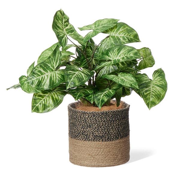 フェイクグリーン 観葉植物 人工観葉植物 造花 卓上 フェイク インテリア リアル おしゃれ カラジウム ジュートポット 45cm リビング 寝室 PRGR-1514 GREENPARKの画像