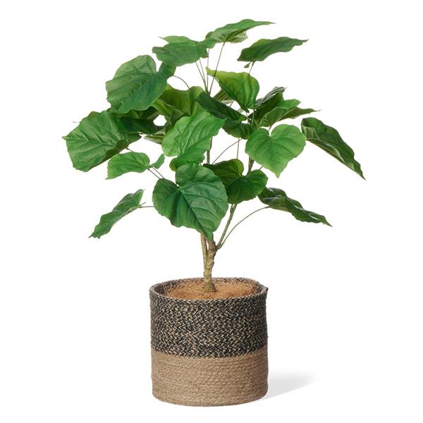 フェイクグリーン 観葉植物 人工観葉植物 造花 卓上 フェイク インテリア リアル おしゃれ ウンベラータ ジュートポット 63cm リビング PRGR-1516 GREENPARK 玄の画像