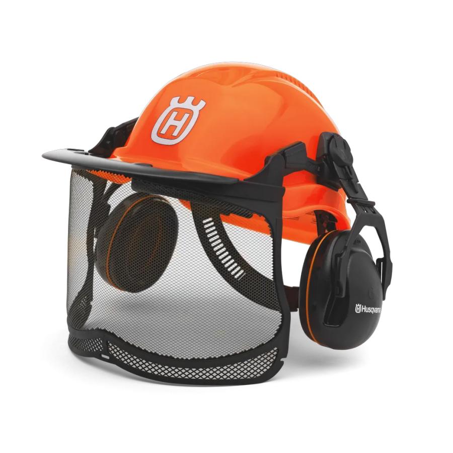 【苫小牧バナナ】Husqvama/ハスクバーナ ヘルメットテクニカル H300　林業用ヘルメット イヤマフ ネックプロテクター付き 蛍光オレンジ♪ H585058401 ヘルメット テクニカル H300 一式 1セット ハスクバーナ