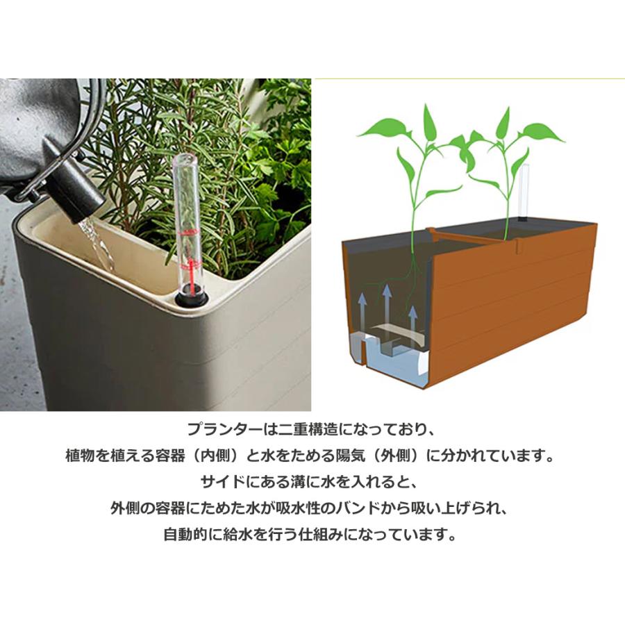 レチユーザ40自動給水プランター　最長12週間水やり不要 茶色植木鉢 自動給水プランター 40cm 貯水式 植木鉢 おしゃれ 簡単 水やり不要