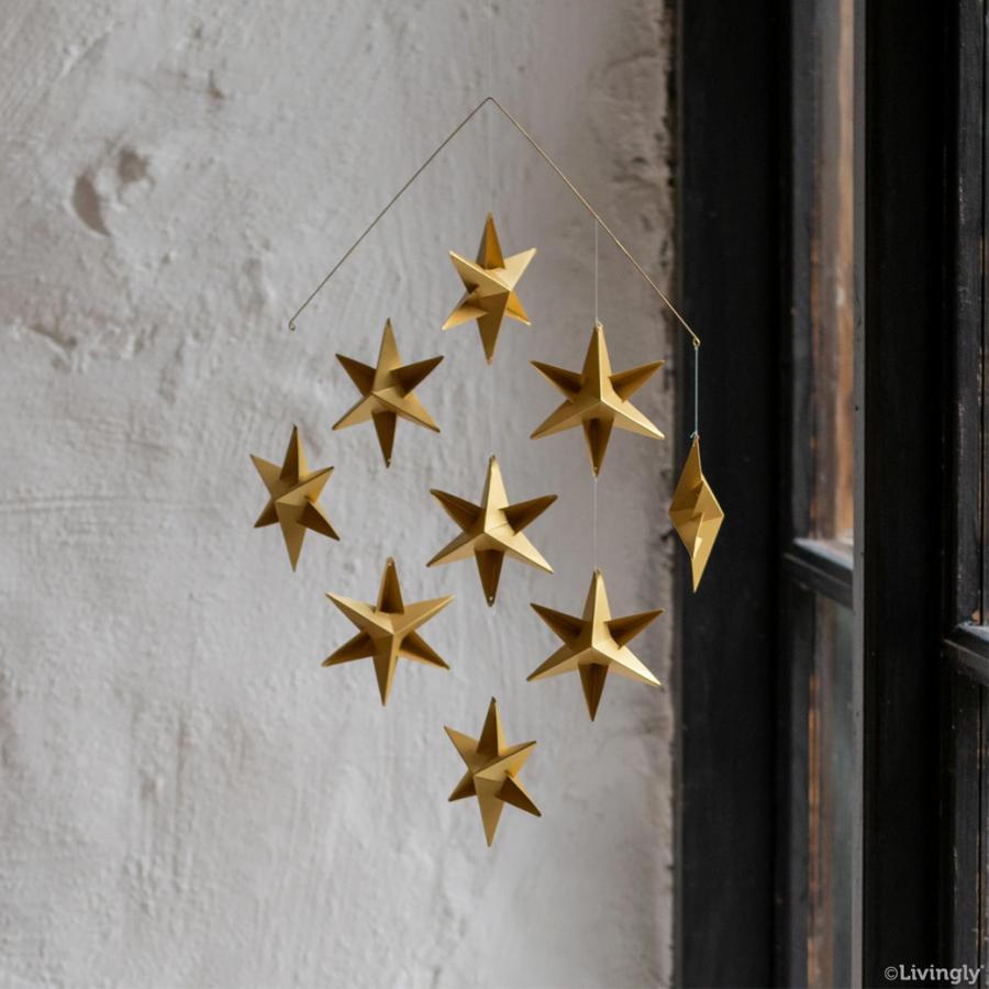 LIV モビール 北欧 クリスマス 星 スター ホワイト ゴールド 紙