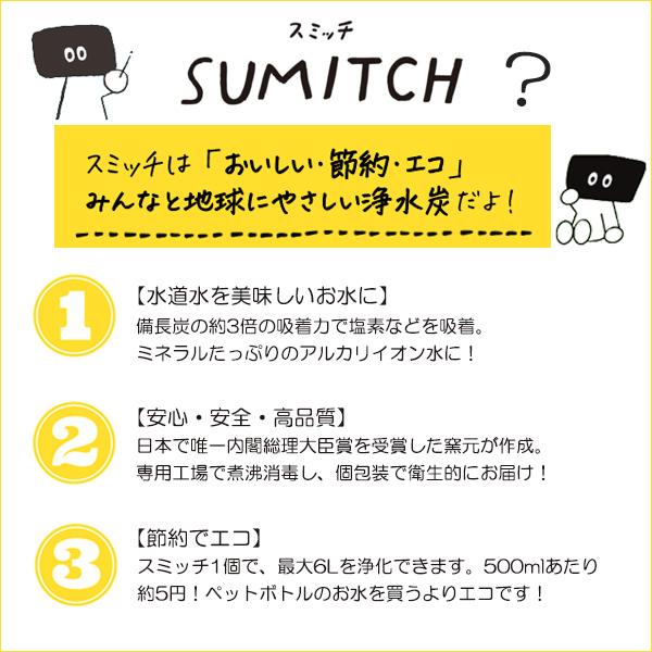 浄水 炭 スミッチ スターターキット 水差し セット 2ヶ月分 岩手 日本 国産 ボトル お試し 水道水 浄化 浄水器 煮沸 ナラ切炭 入れるだけ ミネラル SUMITCH 簡単 |  | 01