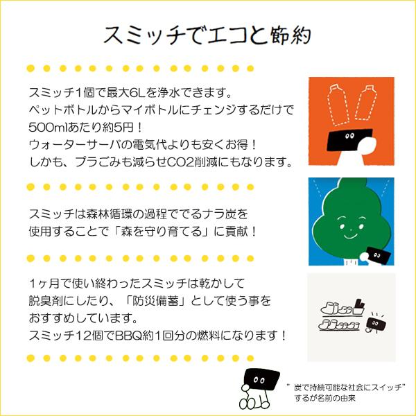 浄水 炭 スミッチ スターターキット 水差し セット 2ヶ月分 岩手 日本 国産 ボトル お試し 水道水 浄化 浄水器 煮沸 ナラ切炭 入れるだけ ミネラル SUMITCH 簡単 |  | 04