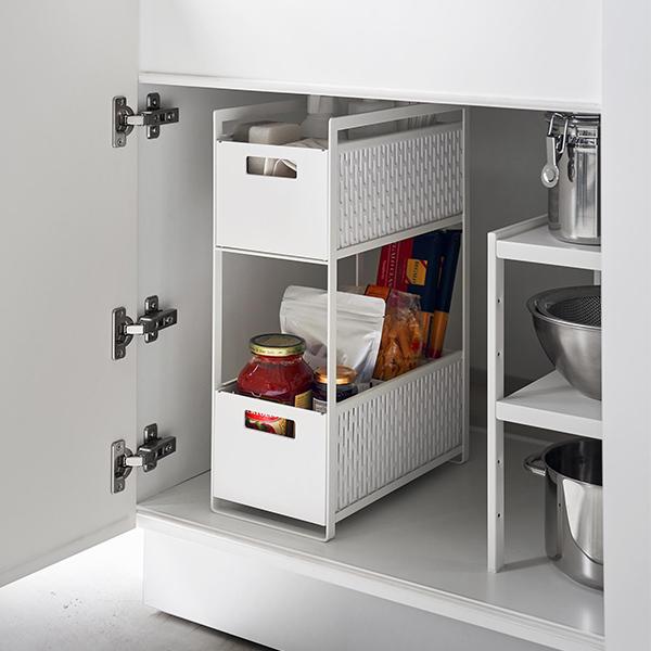 バスケット 2段 タワー３個セット シンク下収納　スライド 引き出し 5218 バスケット 2段 タワー3個セット シンク下収納 スライド 引き出し