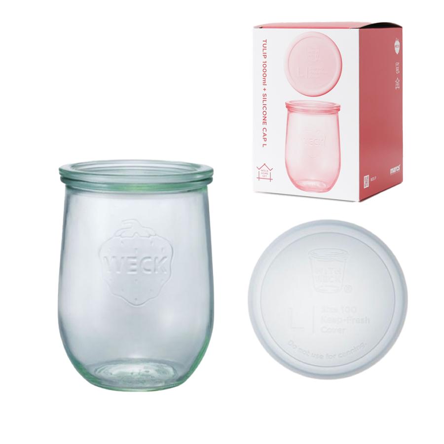 WECK(ウェック) 保存容器 WECK（ウェック） ガラス 容器 チューリップ シェイプ 1000ml セット