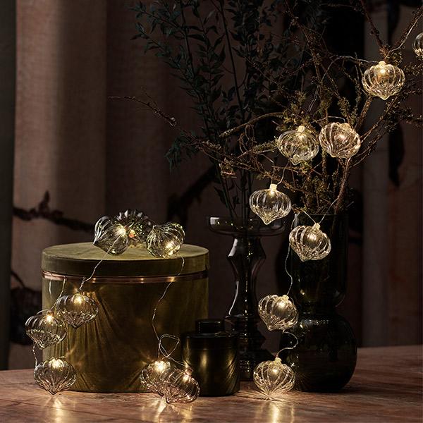 LED ライト ガーランド ガラス 松ぼっくり 飾り インテリア クリア