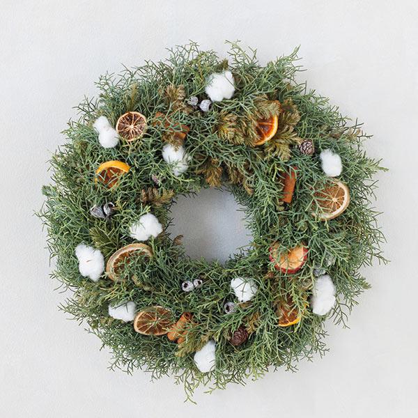 クリスマス リース 30cm ドライフルーツ 生リース モミの木 おしゃれ