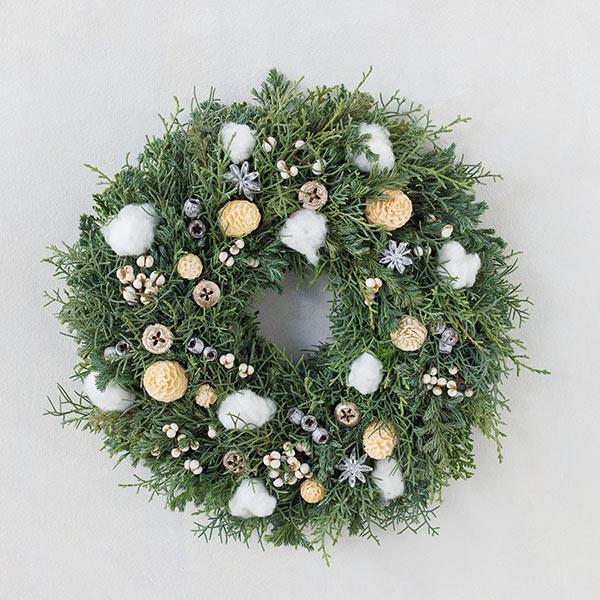 クリスマスリース  【リースサイズ：約Φ30㎝】 クリスマスリース 30cm グリーン スノー ナチュラル 玄関 おしゃれ