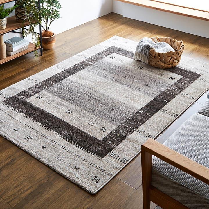 ギャッベ柄 ウィルトン織 ラグ イビサ 133x190cm レッド ウィルトン