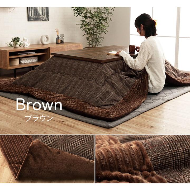 こたつ布団 長方形 チェック柄 グレー 約190×240cm こたつ布団 掛布団 ツイード調 イケヒコ 1181580130211 +25_4