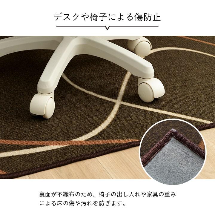 デスクカーペット キッズルームマット デスクワークマット モダン柄 撥水 ダークグリーン 約133×190cm カーペット デスクカーペット ナイロン イケヒコ 1341480の画像