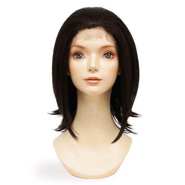 コスプレウィッグ  フロントレース付きショート ナチュラルブラック 耐熱 あすつく対応 ネット付き｜vignette-wig