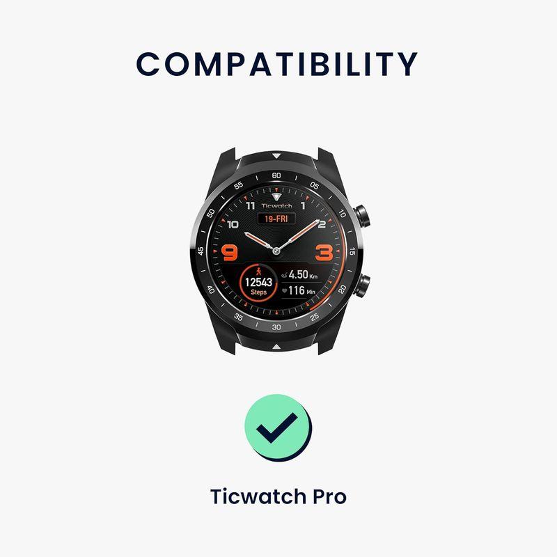 kwmobile 交換ベルト対応: Ticwatch Pro Smartwatch バンド - シリコンバンド ソフト TPU 耐久性 黒色｜villageused｜07