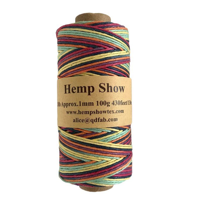 1mm 100g麻紐(ヘンプ100%) 130m巻 2020シリーズHEMP SHOW (レインボー