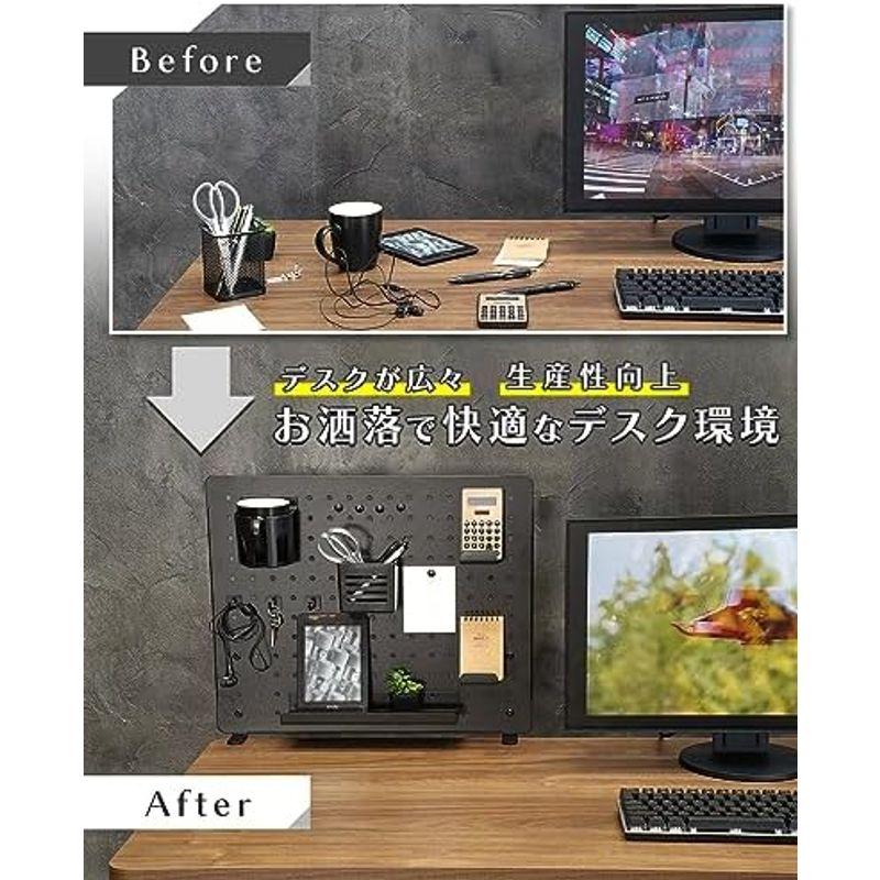 EastForce ペグボード デスクパネル (ブラック, 大) マグネット対応 ゲーミング パネル 卓上収納 フック トレー付き クランプ｜villageused｜14