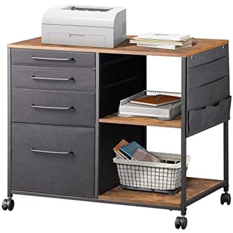 YeTom サイドキャビネット デスクワゴン 樹脂 布製 袖机 層板