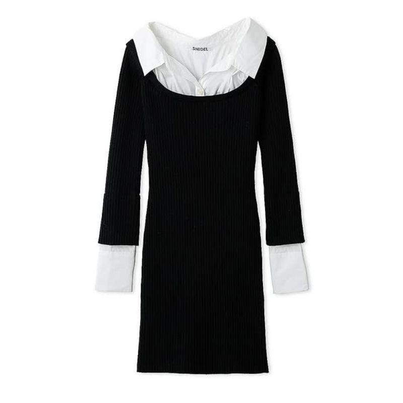 スナイデル Sustaina(ニット) オフショルニットドッキングワンピ SWNO225056 レディース BLK F | 