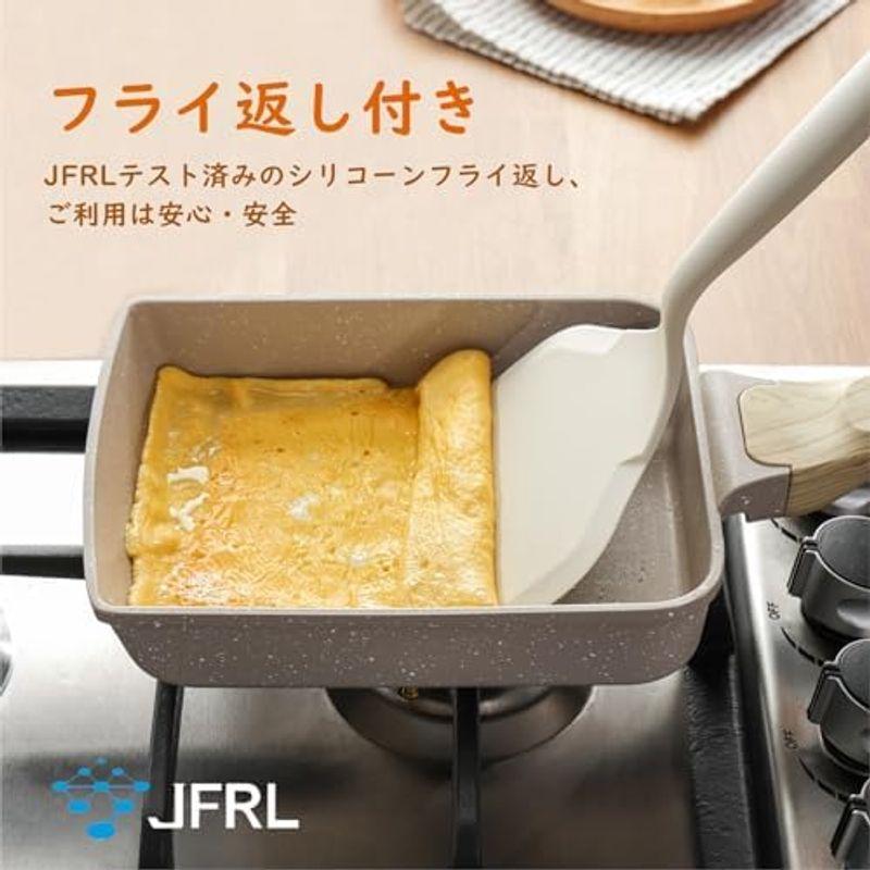 SENSARTE 卵焼き フライパン フライ返し付き 18cm*15cm 焦げ付かない IH対応 ガス火対応 PFOAフリー 握りやすい お｜villageused｜02