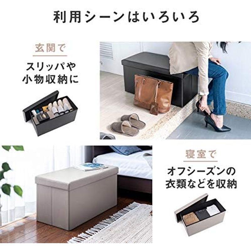 サンワダイレクト 収納スツール 折りたたみ オットマン 幅38×奥行38×高さ38cm 耐荷重100kg グレージュ 150-SNCBOX1｜villageused｜07