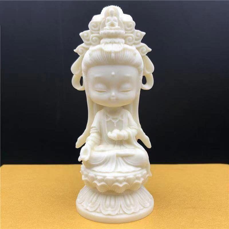 仏像 ミニ 可愛い 観音菩薩像 11cm 手彫り仏像 観音様 仏教美術品