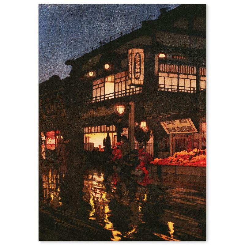 吉田博 ポスター 複製 『東京拾二題 神楽坂通 雨後の夜(日本画)』 A3
