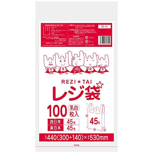 レジ袋　関西45号　関東45号　ポリ袋　厚手　000枚　ヨコ30cm×タテ53cm　乳白　厚み0.019mm　ベドウィンマート厳選レジ袋