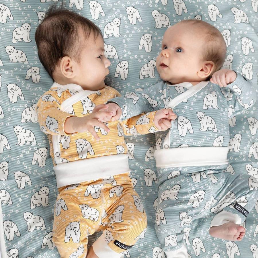 ロンパース 新生児 ベビー服 前あき 長袖 しろくま柄 グレー 黄色 Polar Print 0hr Villervalla 通販 Yahoo ショッピング