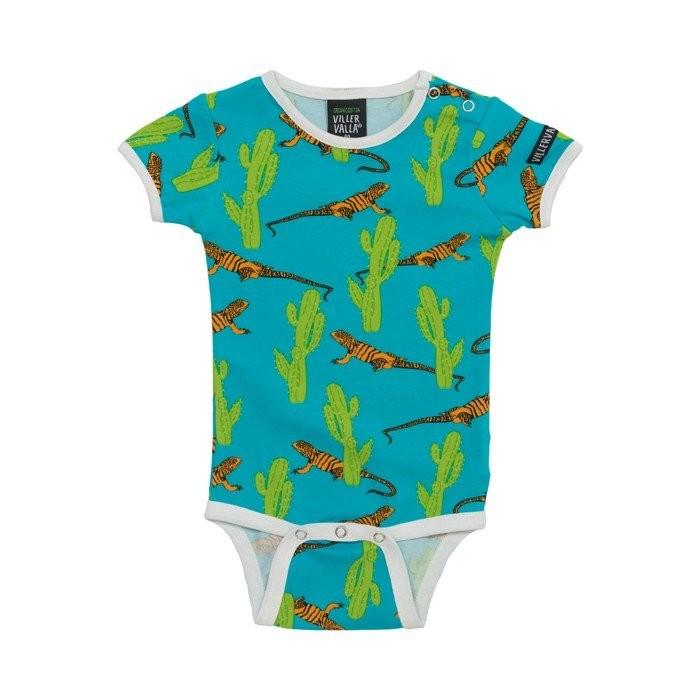 ベビー ロンパース 半袖 赤ちゃん おしゃれ ベビー服 北欧 トカゲ 青 オーガニックコットン 50 Off 115cv Lizard Villervalla 通販 Yahoo ショッピング