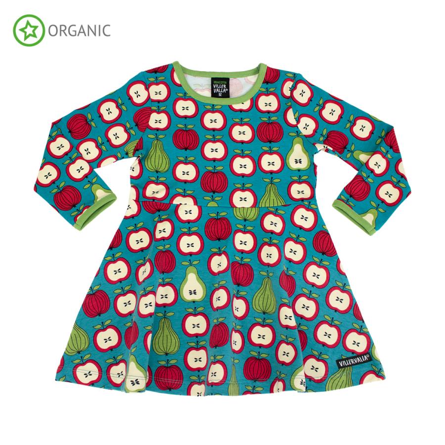 ワンピース 長袖 子供服 キッズ フルーツ柄 リンゴ オーガニックコットン Garden Fruits 152hu Villervalla 通販 Yahoo ショッピング