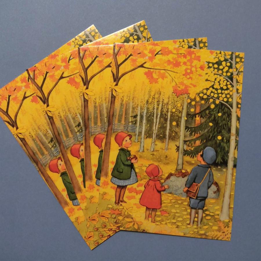 New エルサベスコフ ポストカード 4枚セット 花 森 動物 童話 絵本 Elsa Beskow イラスト はがき 北欧 Eb Post Villervalla 通販 Yahoo ショッピング