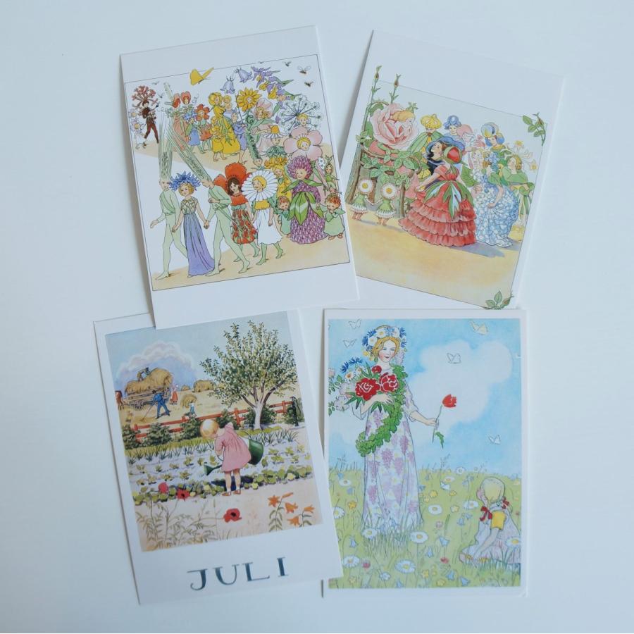 エルサベスコフ 返品交換不可 ポストカード 4枚セット3種 Elsa Beskow 北欧 絵はがき