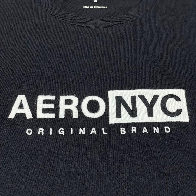 エアロポステール AEROPOSTALE メンズ Men's 半袖 Tシャツ Aero NYC Box Logo Appliqu? Graphic Tee ブラック Black｜vinaoutfitters｜02