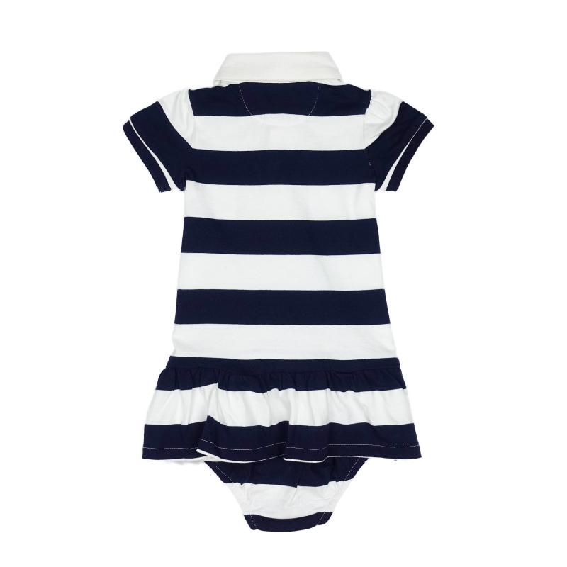 (ラルフローレン)RALPH LAUREN ベビー 女の子 半袖 ラガーシャツ ドレス ブルマ Cotton Jersey Rugby Dress French ネイビー ホワイト Navy/White｜vinaoutfitters｜08