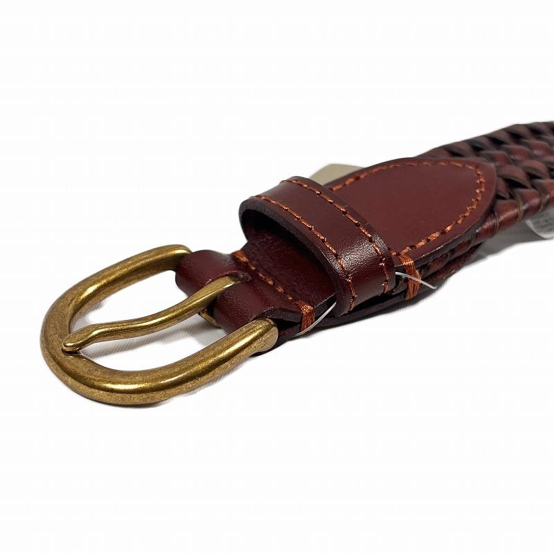 ジェイクルー J.Crew メンズ Men's イタリアンレザー使用 編み込みストレッチベルト Woven Elasticated Italian Leather Belt ダークウォールナット_1