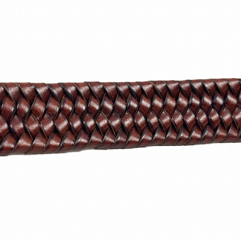 ジェイクルー J.Crew メンズ Men's イタリアンレザー使用 編み込みストレッチベルト Woven Elasticated Italian Leather Belt ダークウォールナット_2