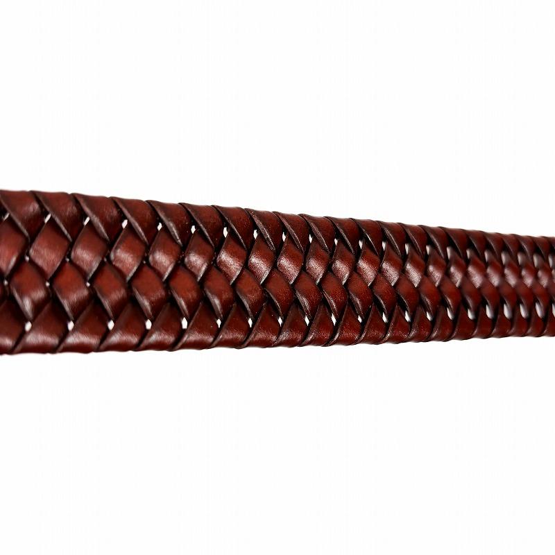 ジェイクルー J.Crew メンズ Men's イタリアンレザー使用 編み込みストレッチベルト Woven Elasticated Italian Leather Belt ダークウォールナット_3