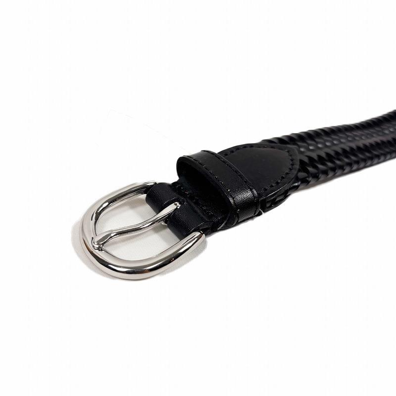 ジェイクルー J.Crew メンズ Men's イタリアンレザー使用 編み込みストレッチベルト Woven Elasticated Italian Leather Belt ブラック_1