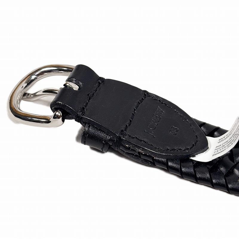 ジェイクルー J.Crew メンズ Men's イタリアンレザー使用 編み込みストレッチベルト Woven Elasticated Italian Leather Belt ブラック_4