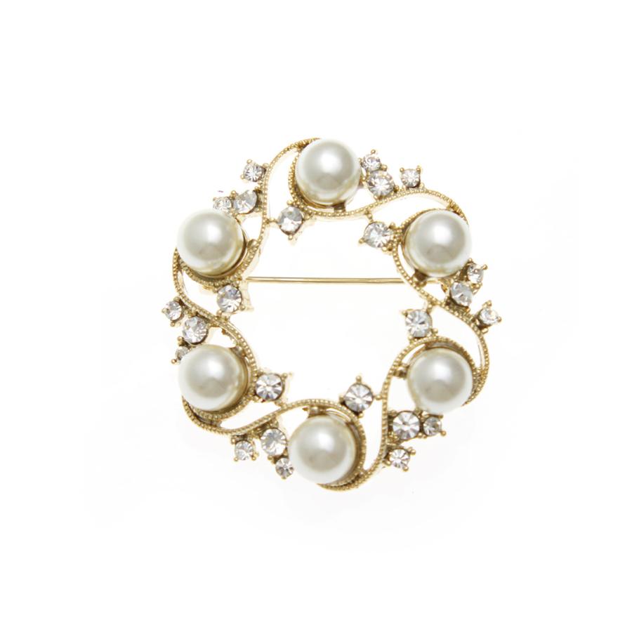 ヴァンテーヌ ブローチ パール ラウンド型 上品 華やか レディース