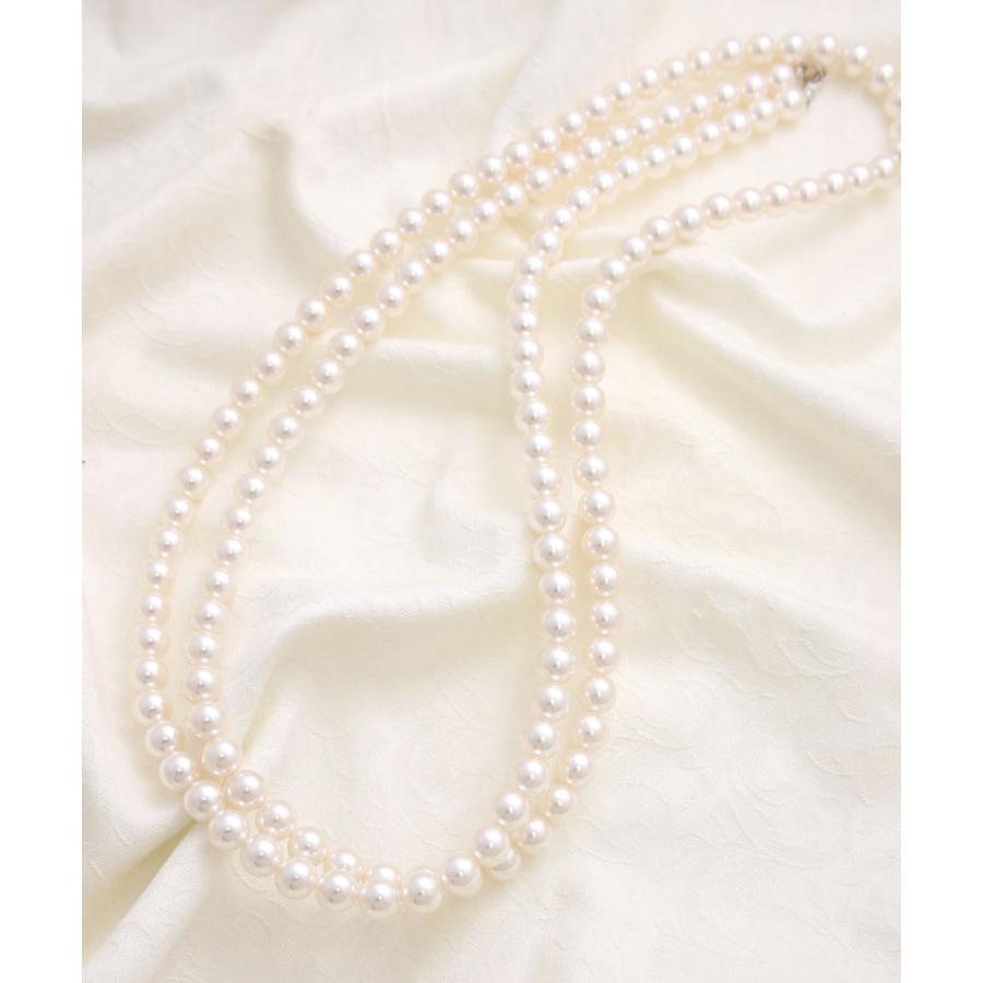 ヴァンテーヌ ネックレス パール ロング 2連 大ぶり 10mm パーティー