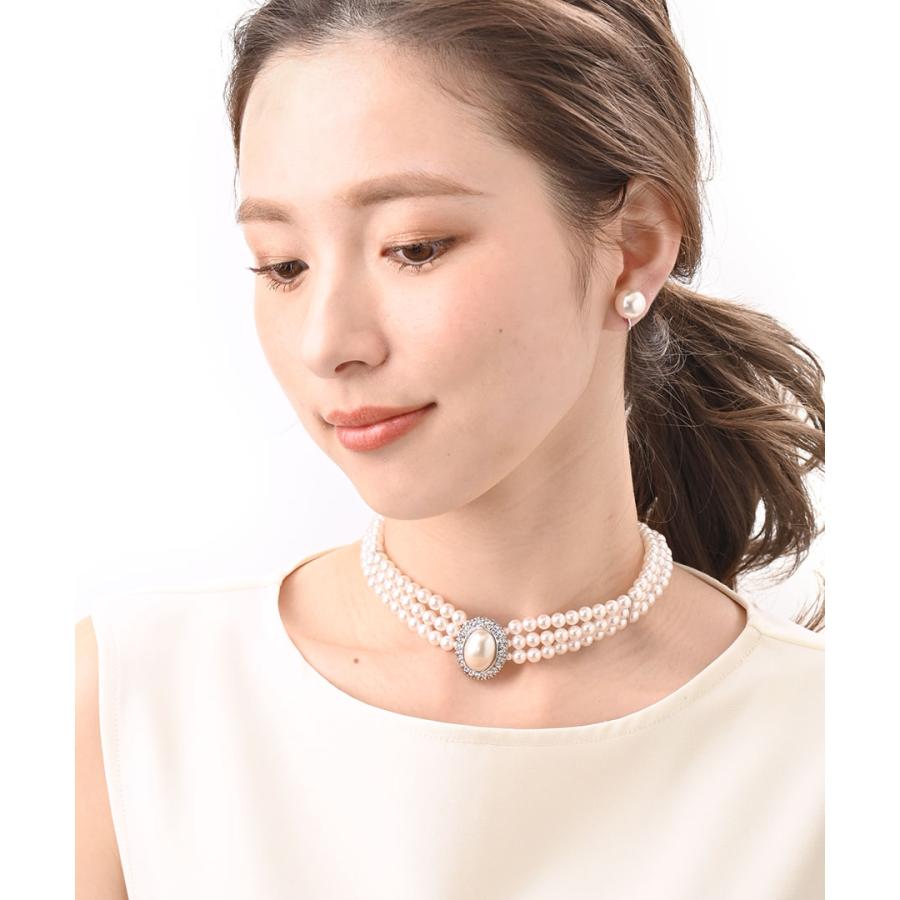 ヴァンテーヌ チョーカー パール ラインストーン ネックレス 3連