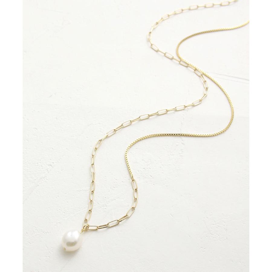 ヴァンテーヌ 淡水パール×チェーン2wayロングネックレス Y字 アレンジ
