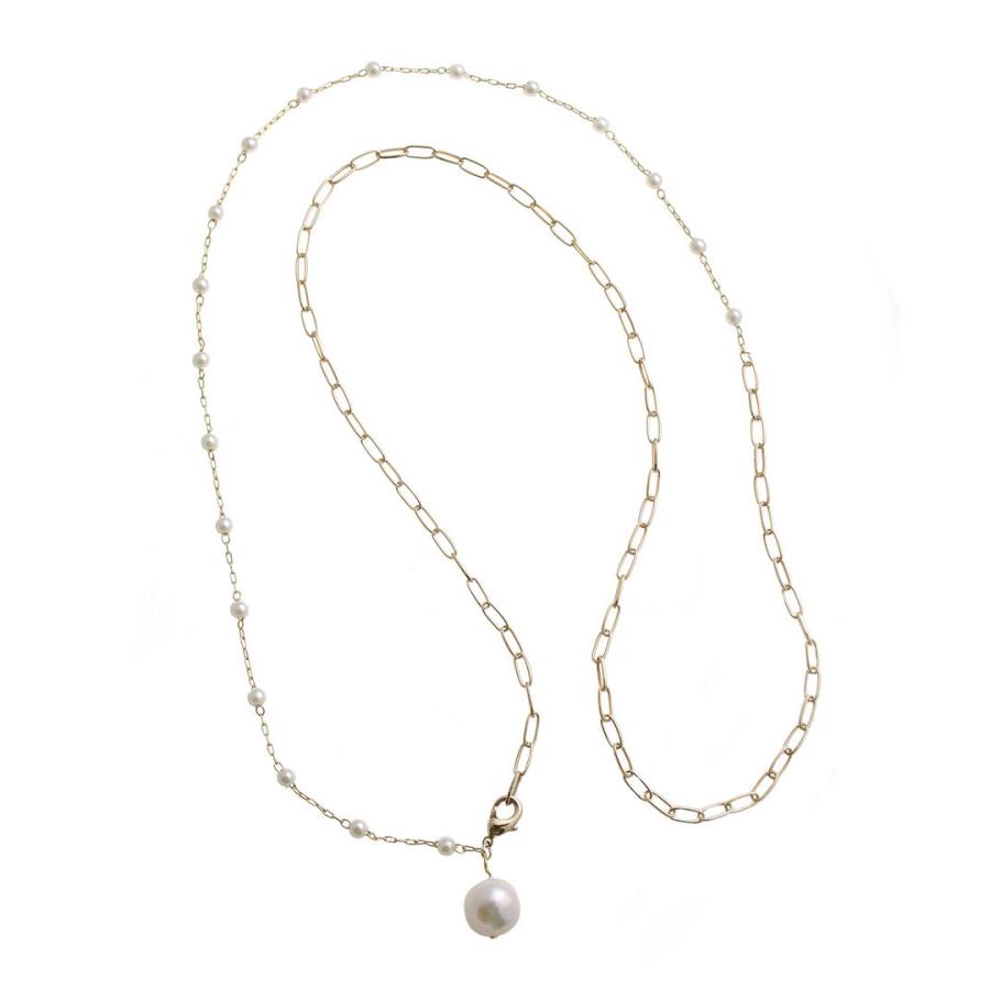 ヴァンテーヌ 淡水パール×チェーン3wayロングネックレス Y字 ヴァンテーヌ 淡水パール×チェーン3wayロングネックレス Y字