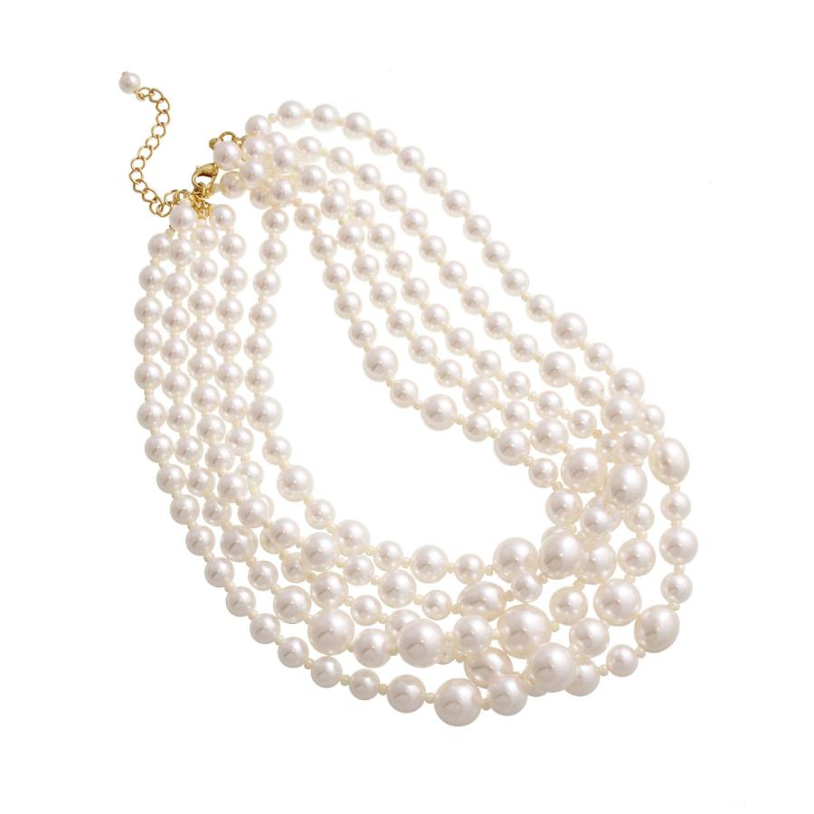 ヴァンテーヌ 2点20％OFFクーポン対象 ネックレス パール 5連