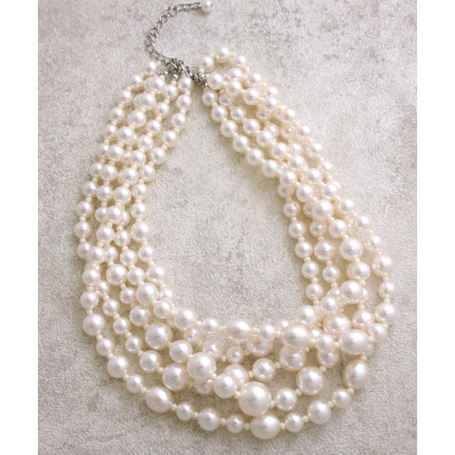 ヴァンテーヌ ネックレス パール 5連 ボリューム 多重 大人可愛い