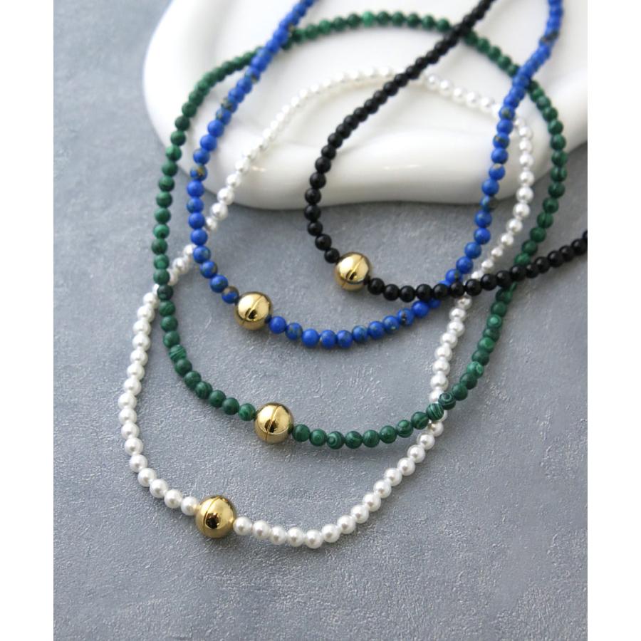 ヴァンテーヌ マグネットクラスプ 天然石ビーズネックレス シンプル