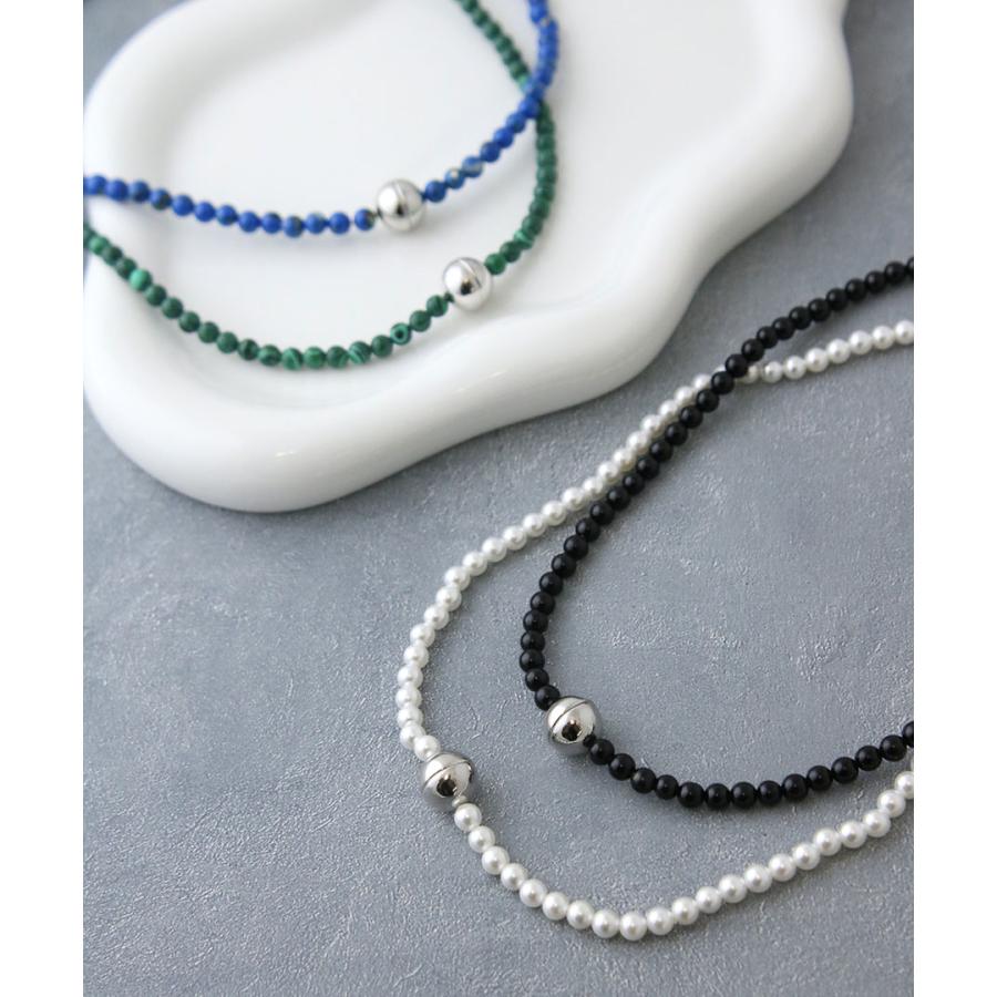 K18WG ネックレス 黒と銀のビーズ K18WG ネックレス 黒と銀のビーズ