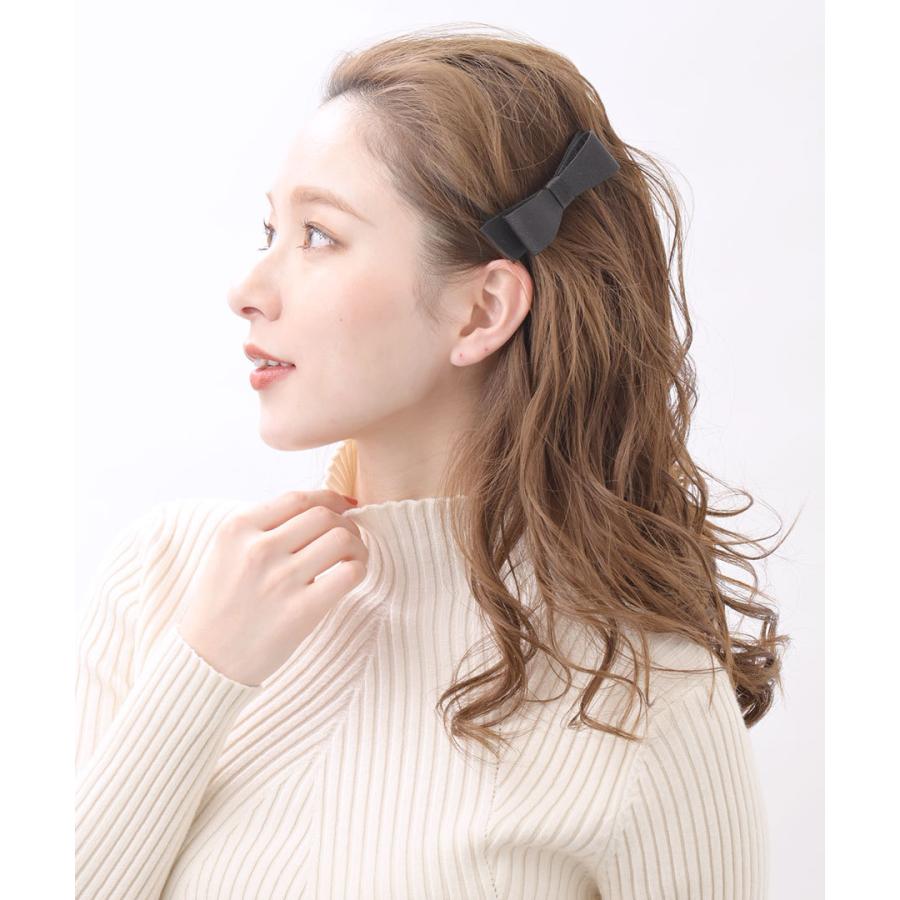 Chic 大人おりぼんバレッタ ネイビー紺 髪留め ヘアクリップ 結婚式 シンプル おしゃれ 可愛い 簡単 ボブ 華やか リボン 流行 人気 新品 安値