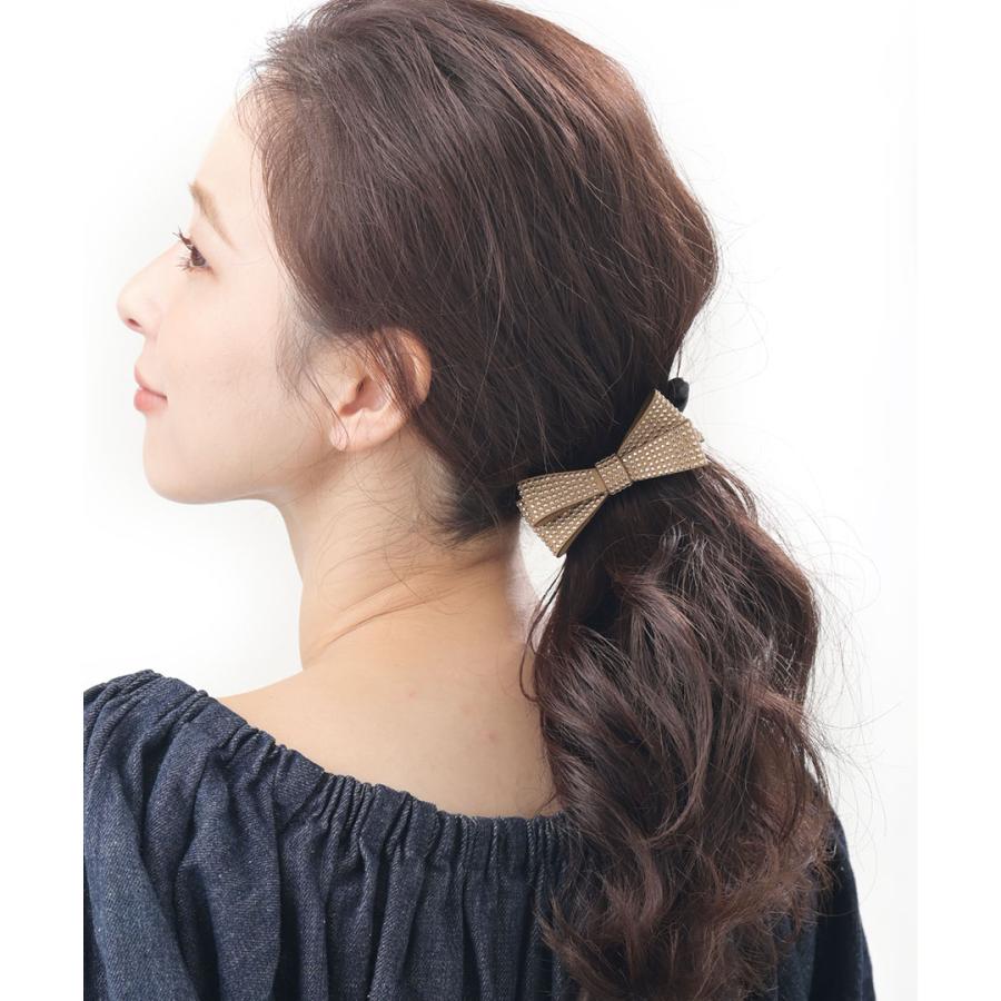 ヴァンテーヌ バナナクリップ スタッズ風 リボン (S) ヘアアクセサリー